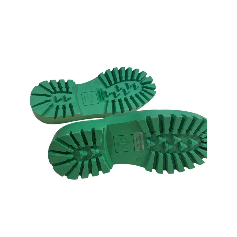 Dolce Vita Chunky Green Leather Slide Sandals - Picture 4 of 6